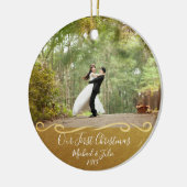 Erste Weihnachtsgoldcouch Personalisiert Keramik Ornament (Links)