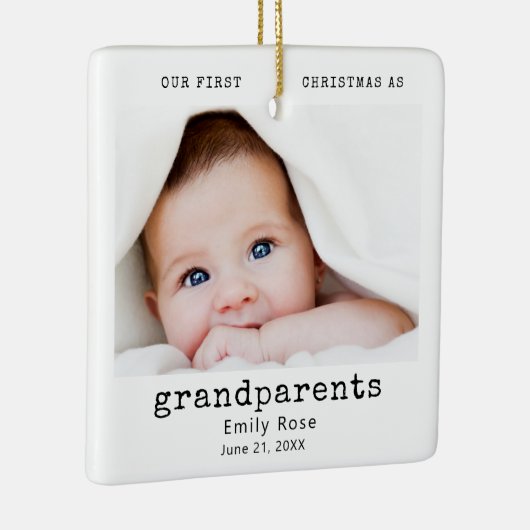 Erste Weihnachtsgrandeltern Foto Moderner Minimal Keramikornament (Rechts)