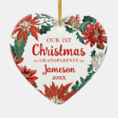 Erste Weihnachtsgroßeltern Blumenkraut-Foto Keramik Ornament (Vorne)