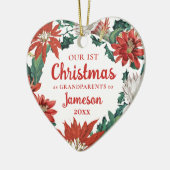 Erste Weihnachtsgroßeltern Blumenkraut-Foto Keramik Ornament (Links)