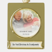 Erste Weihnachtsgroßeltern Foto Jahr Banner-Ornament Gold (Vorderseite)