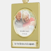 Erste Weihnachtsgroßeltern Foto Jahr Banner-Ornament Gold (Links)