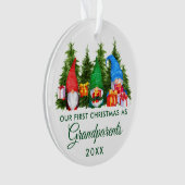 Erste Weihnachtsgroßeltern Gnomes Grüne Bäume Ornament (Vorderseite)