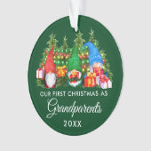 Erste Weihnachtsgroßeltern Gnomes Lights Green Ornament (Vorderseite)