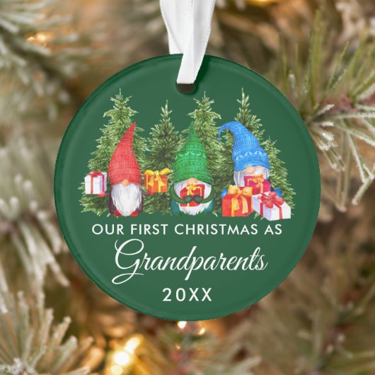 Erste Weihnachtsgroßeltern Gnomes Trees Green Ornament (Baum)