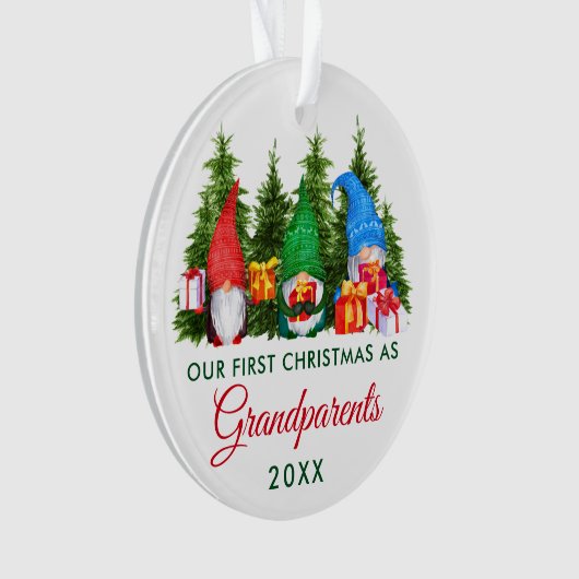 Erste Weihnachtsgroßeltern Gnomes Trees Ornament (Vorderseite)