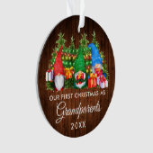 Erste Weihnachtsgroßeltern Gnomes Wood Lights Ornament (Vorderseite)