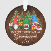 Erste Weihnachtsgroßeltern Gnomes Wood Lights Ornament (Vorderseite)