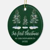 Erste Weihnachtsgroßeltern Green Pine FOTO BACK Keramik Ornament (Links)