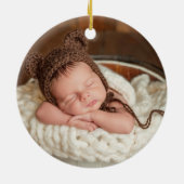 Erste Weihnachtsgroßeltern Green Pine FOTO BACK Keramik Ornament (Hinten)