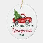 Erste Weihnachtsgroßeltern LKW FOTO BACK Keramik Ornament (Links)
