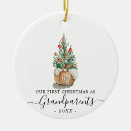 Erste Weihnachtsgroßeltern mit Foto und Baum Keramik Ornament