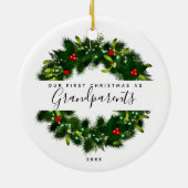 Erste Weihnachtsgroßeltern Moderner Kleider Custom Keramik Ornament (Hinten)