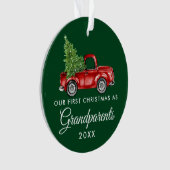 Erste Weihnachtsgroßeltern Vintag Truck Green Ornament (Vorderseite)