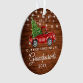 Erste Weihnachtsgroßeltern Woodruck Lights Ornament (Vorderseite)
