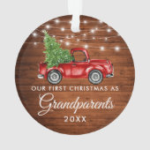 Erste Weihnachtsgroßeltern Woodruck Lights Ornament (Rückseite)