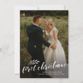 Erste Weihnachtshandschrift Hochzeitsfeier Foto Feiertagskarte (Vorderseite)