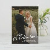 Erste Weihnachtshandschrift Hochzeitsfeier Foto Feiertagskarte (Stehend Vorderseite)