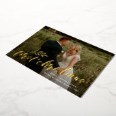 Erste Weihnachtshandschrift Hochzeitsgold Foto Folieneinladung (Gedreht)