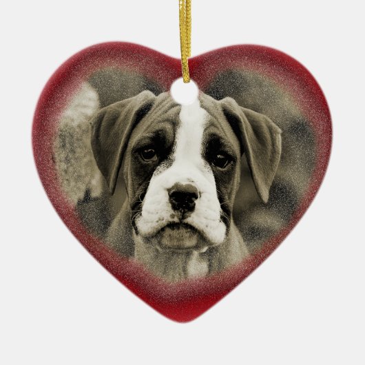 Erste WeihnachtsHündchen-Boxer-Verzierung 2012 Keramik Ornament (Vorne)