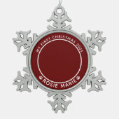 Erste Weihnachtshunde Foto Name Paw Prints Custom Schneeflocken Zinn-Ornament (Vorderseite)