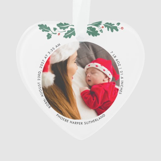 Erste Weihnachtsjung und Mama Fotos Oma Ornament (Rückseite)