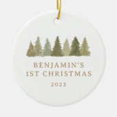 Erste Weihnachtsjunge Pinienbäume Babybuden Keramik Ornament (Vorne)