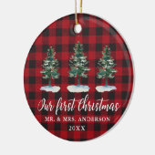 Erste Weihnachtskalligrafie Wasserfarbenkiefern Ka Keramik Ornament (Links)