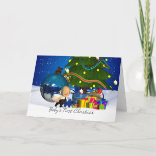 Erste Weihnachtskarte des Babys mit süßem kleinen  Feiertagskarte
