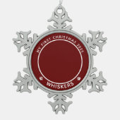 Erste Weihnachtskatzen Foto Name Paw Prints Custom Schneeflocken Zinn-Ornament (Vorderseite)