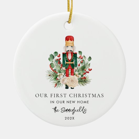 Erste Weihnachtskrippe für neue Zuhause Nutcracker Keramik Ornament (Vorne)