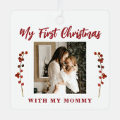 Erste Weihnachtsmutter und 2 Foto Ornament Aus Metall (Vorderseite)