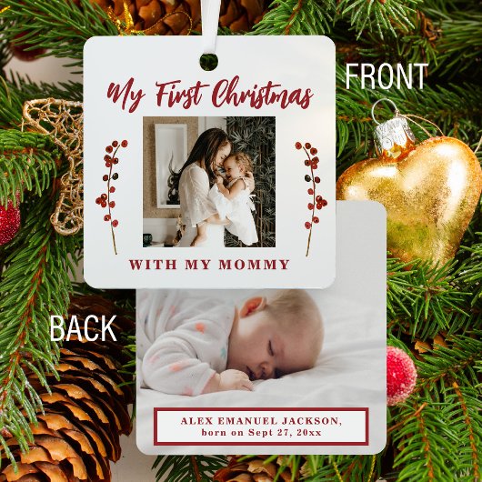 Erste Weihnachtsmutter und 2 Foto Ornament Aus Metall