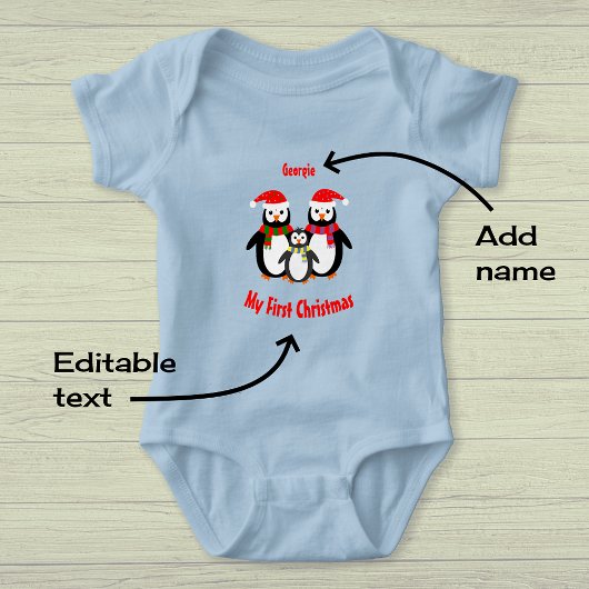 Erste Weihnachtsnachtsnachtsnachtsnacht Pinguine Baby Strampler