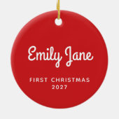 Erste Weihnachtsnachtszeit Einfache Niedliche Pers Keramik Ornament (Hinten)