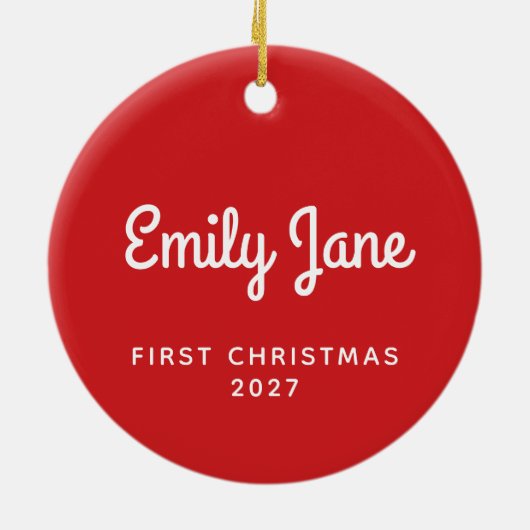 Erste Weihnachtsnachtszeit Einfache Niedliche Pers Keramik Ornament (Hinten)