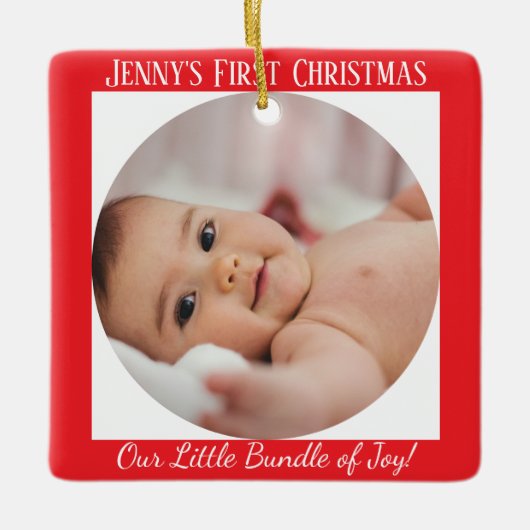 Erste WeihnachtsPersonalisiert Keramikornament (Vorderseite)