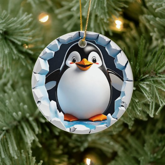 Erste Weihnachtspinguin-Ornament Keramik Ornament (Baum)