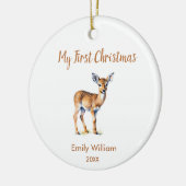 Erste Weihnachtsrentiere Foto Keramik Ornament (Links)