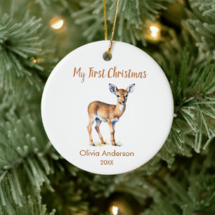 Erste Weihnachtsrentiere Foto Keramik Ornament