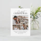 Erste Weihnachtsrot karierte Foto Collage modern Dankeskarte (Stehend Vorderseite)