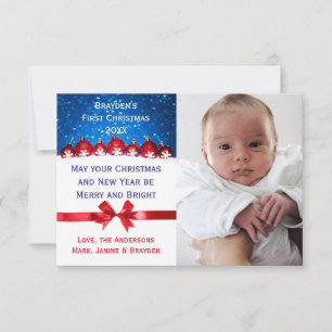 Erste Weihnachtsrote Ornamente - 3x5 Weihnachtskar Einladung