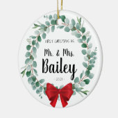 Erste Weihnachtsschmuck neu verheiratet Hochzeitsg (Links)