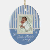 Erste Weihnachtsschneeflocken Blau Keramikornament (Rechts)