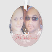 Erste Weihnachtsschneeflocken Foto Rosa Ornament (Vorderseite)