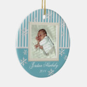 Erste Weihnachtsschneeflocken Light Blue Keramikornament (Rechts)