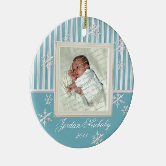 Erste Weihnachtsschneeflocken Light Blue Keramikornament (Rechts)