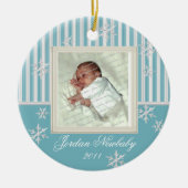 Erste Weihnachtsschneeflocken Light Blue Keramikornament (Vorne)