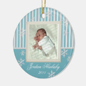 Erste Weihnachtsschneeflocken Light Blue Keramikornament (Links)