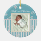 Erste Weihnachtsschneeflocken Light Blue Keramikornament (Hinten)